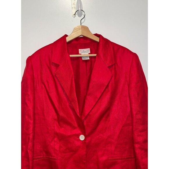 Talbots Red Linen Single-Button Closure Long-Sleeve Women's Blazer Size 14 - Picture 2 of 6